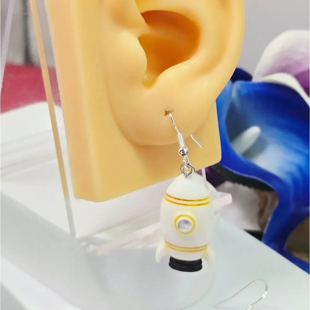 Asymmetric Astronaut & Rocket Earrings 🚀✨ Cute Y2K Space Dangles NASA Nerd Chic